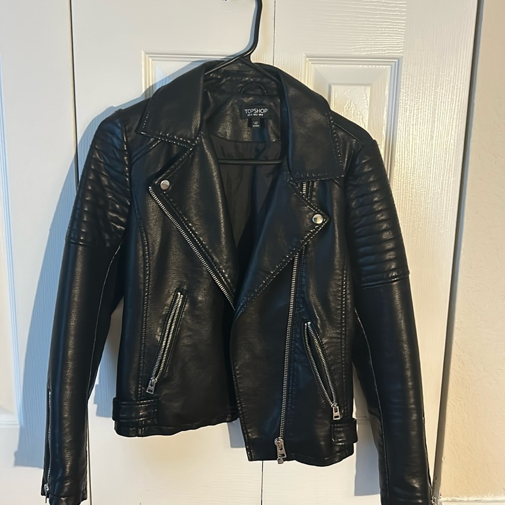 Topshop black leather jacket. U.S. size 2